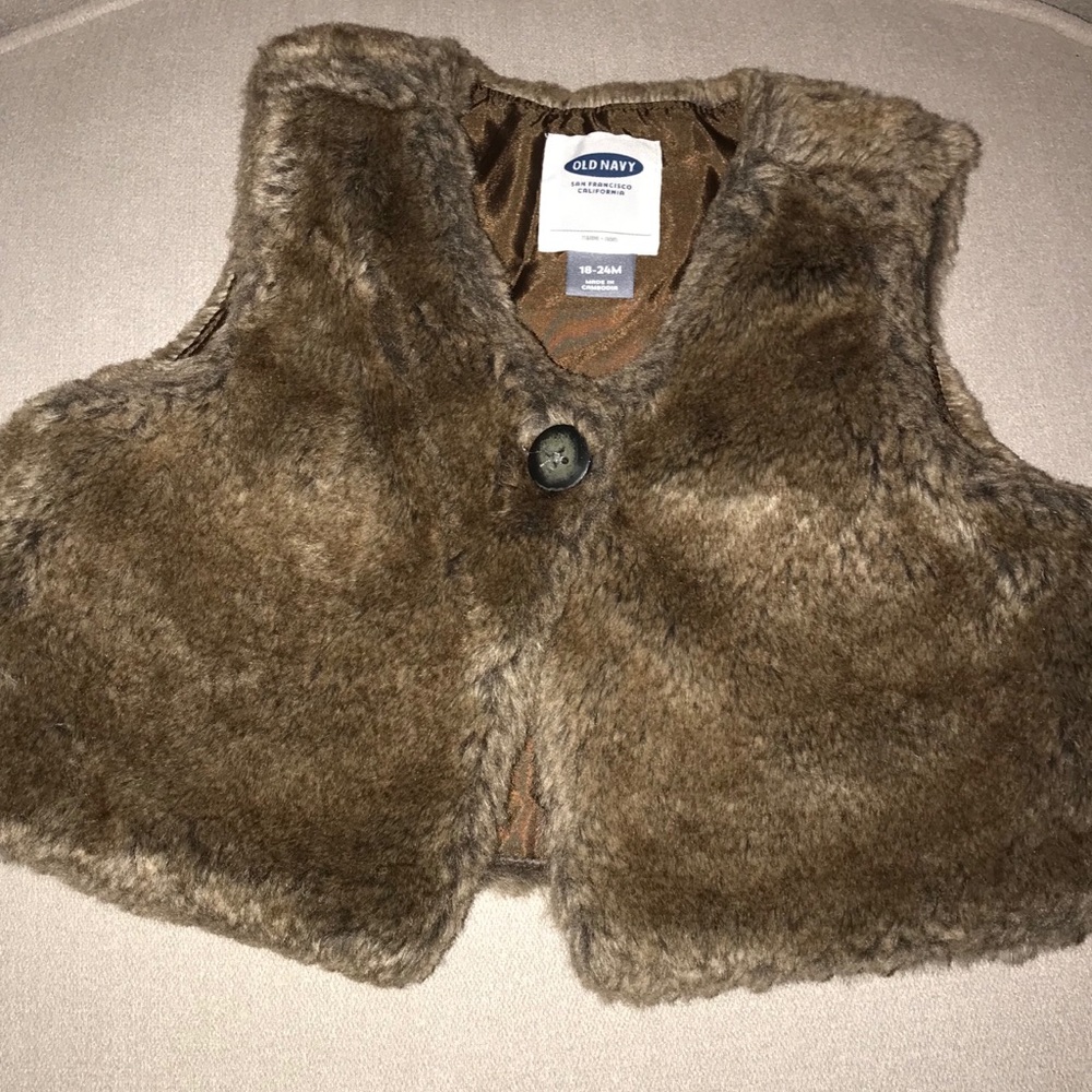 Sz 18-24 months brown faux fur vest